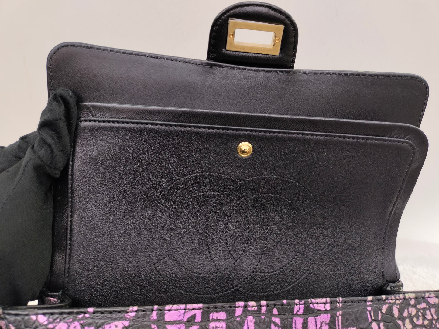 Chanel Reissue Medium Croco Graffity Black GHW DF #28
