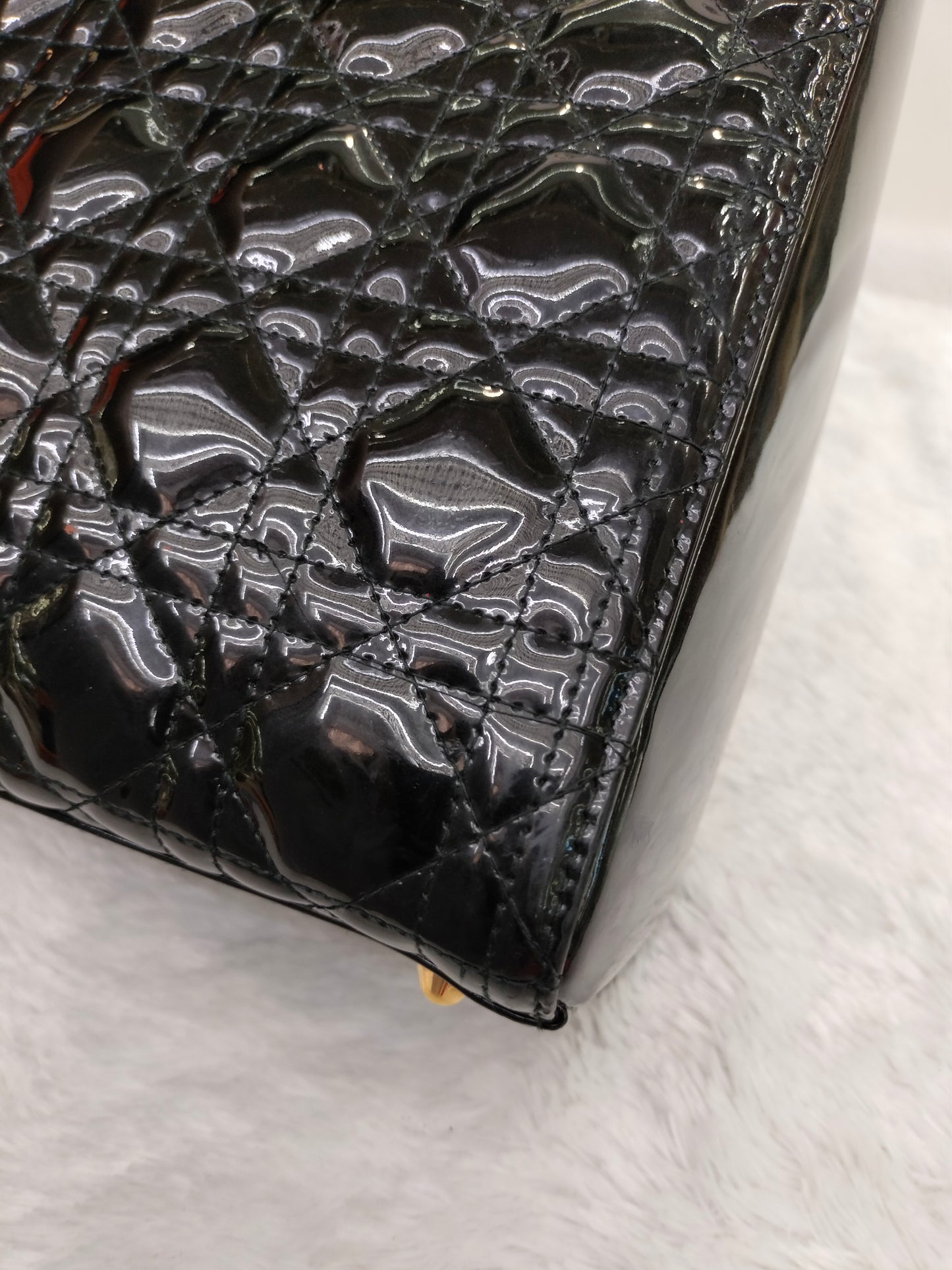 Lady Dior Large Patent Black GHW 2015