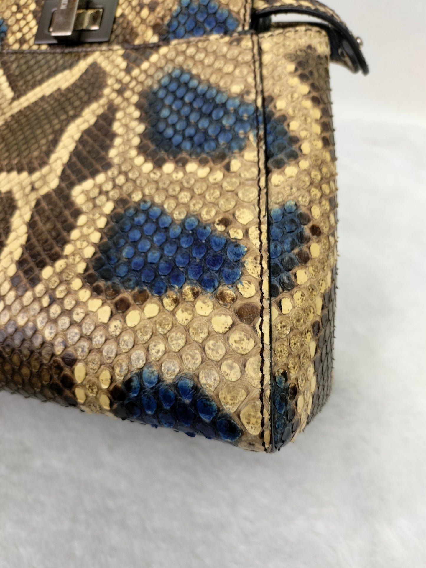 Fendi Peekaboo Mini Python Blue Beige SHW