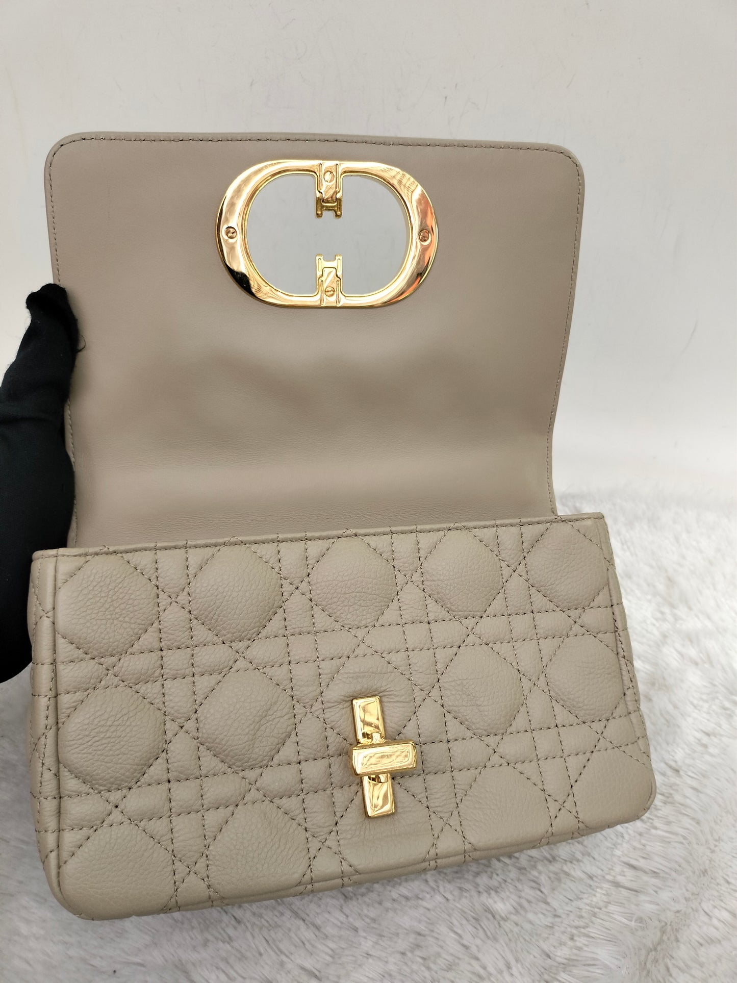 Dior Caro Small Supple Cannage Beige GHW 2023