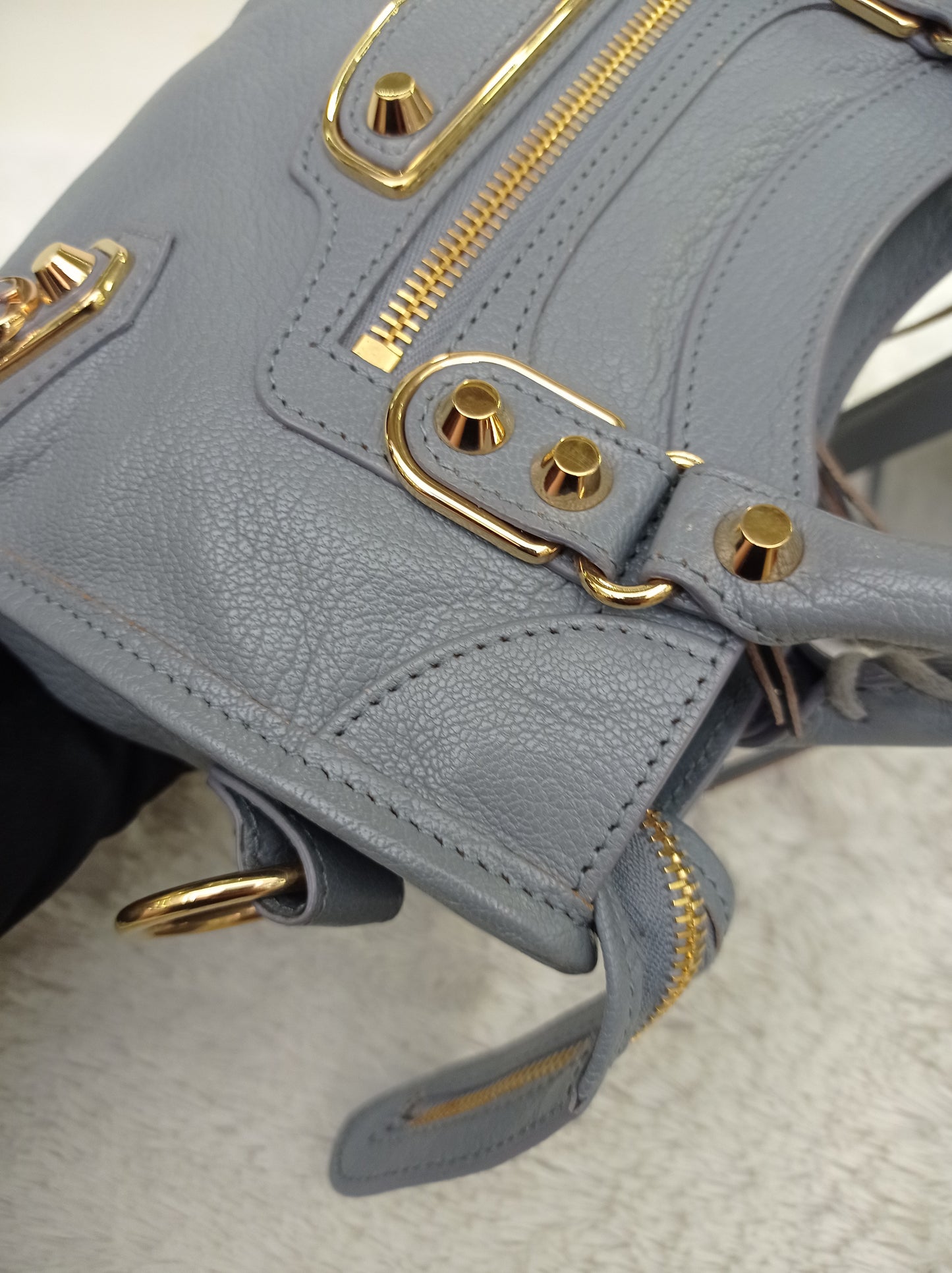 Balenciaga Mini City Edge Griss Blue GHW