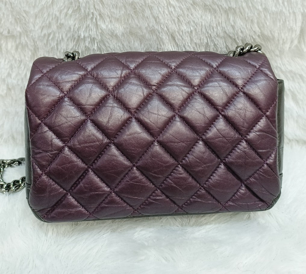 Chanel Mini Flap Lady Pearly Grey Purple SHW #17 Size 19x13x6cm