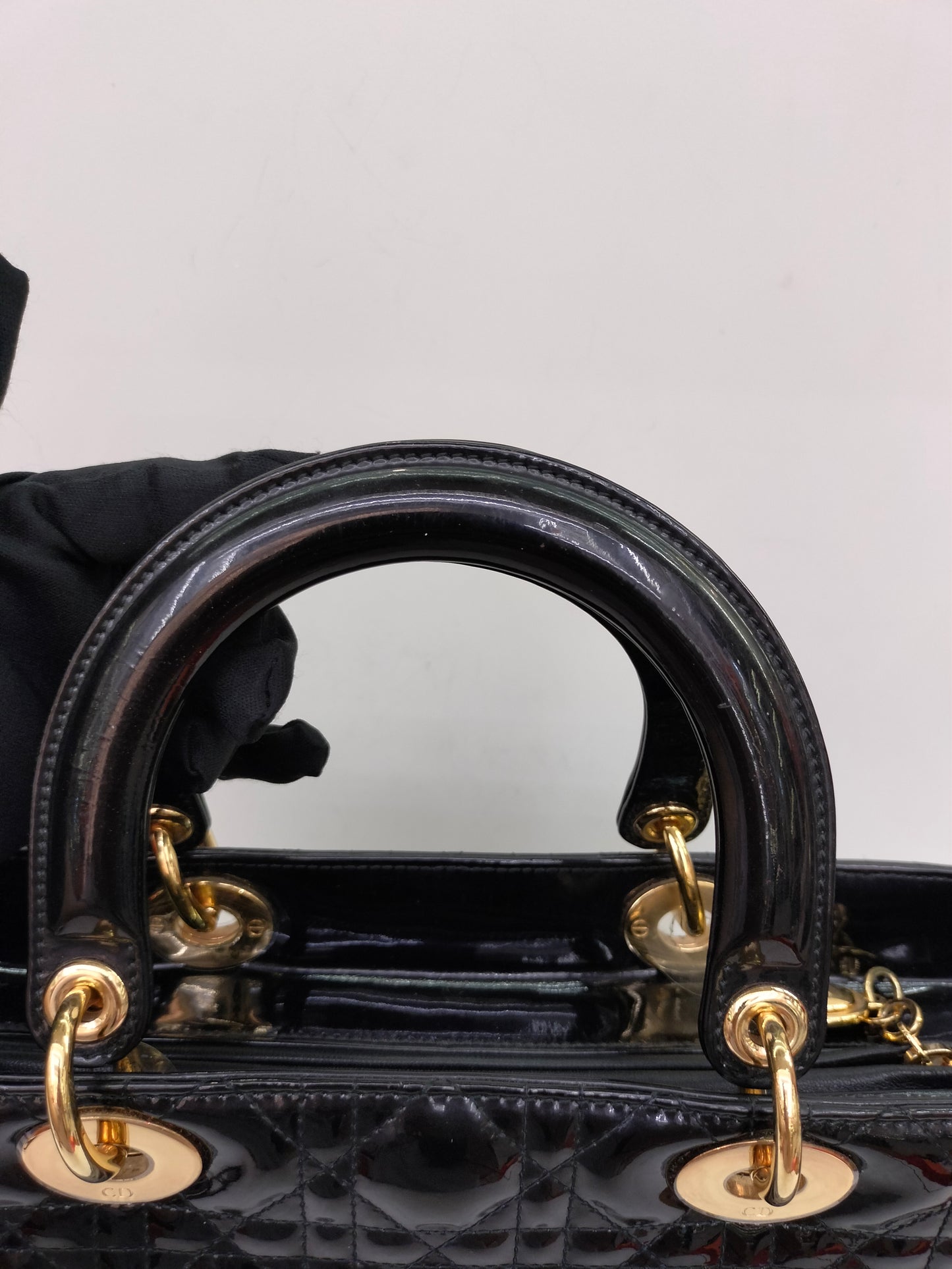 Lady Dior Large Patent Black GHW 2015