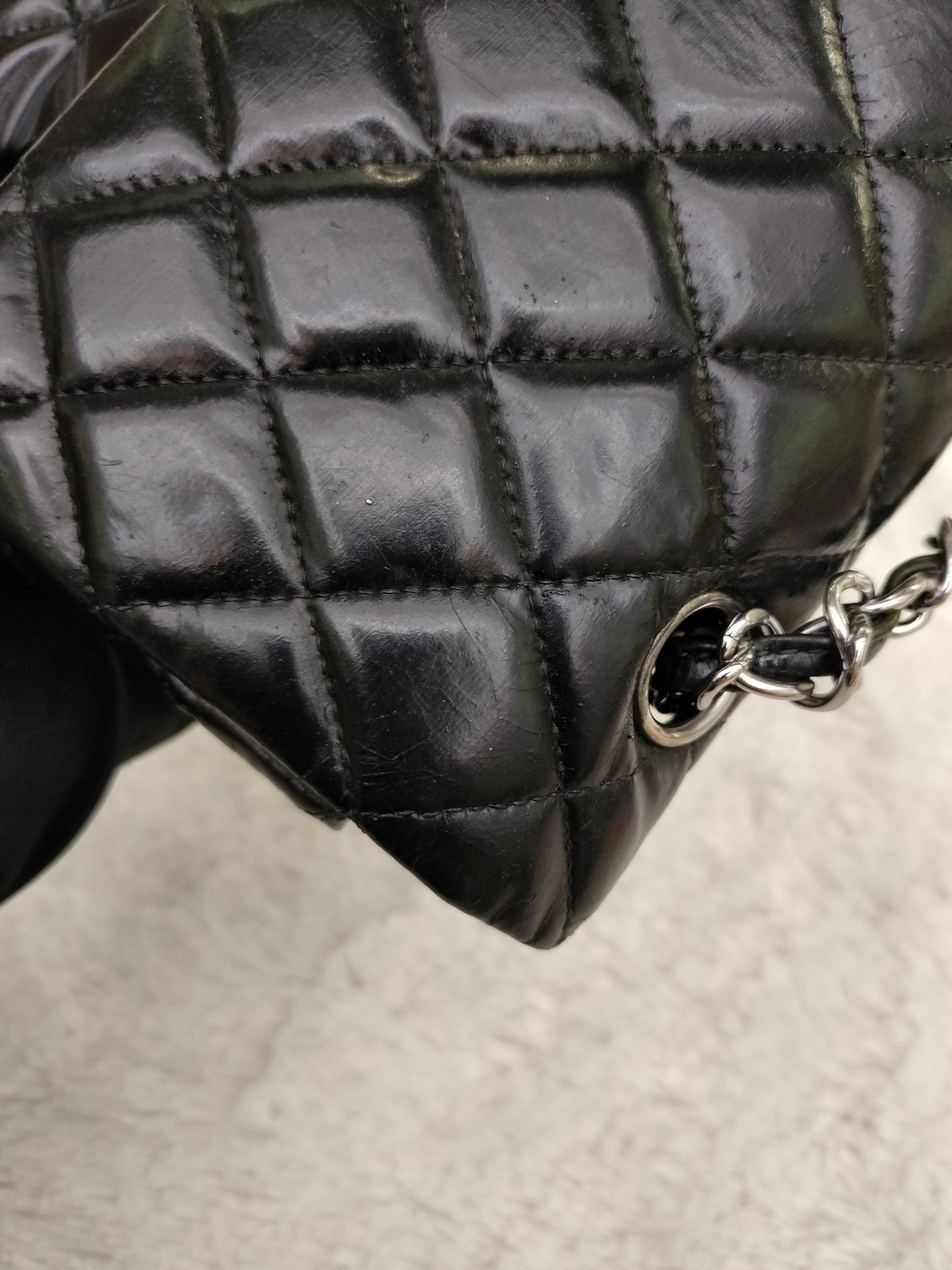 Chanel Medium Patent Black Green SHW DF #15