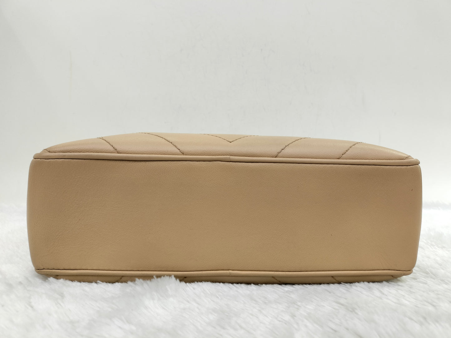 Chanel Camera Chevron Lamb Beige GHW #6