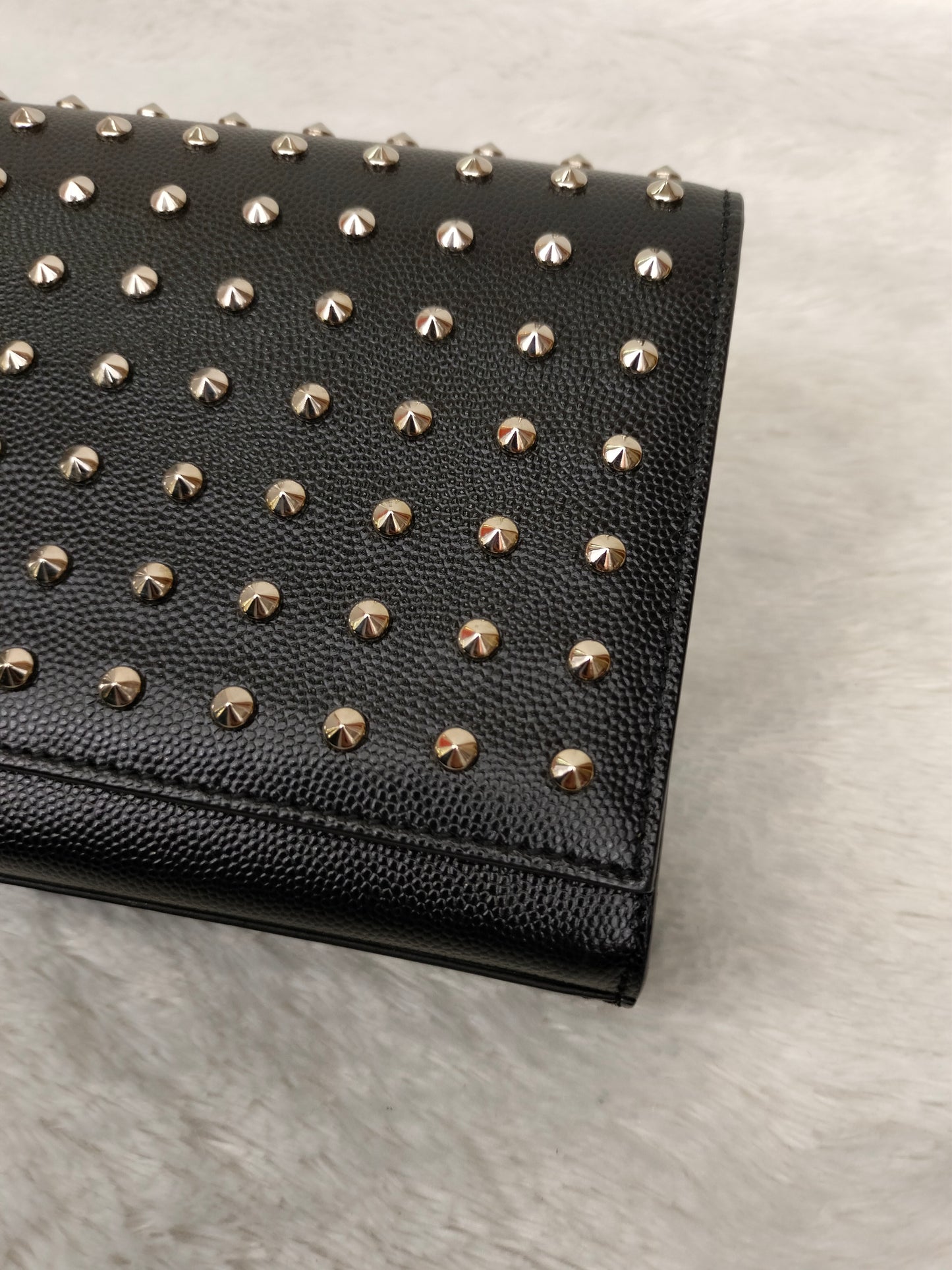 YsL Kate Cassandre Clutch Studded Grained Black SHW 2014
