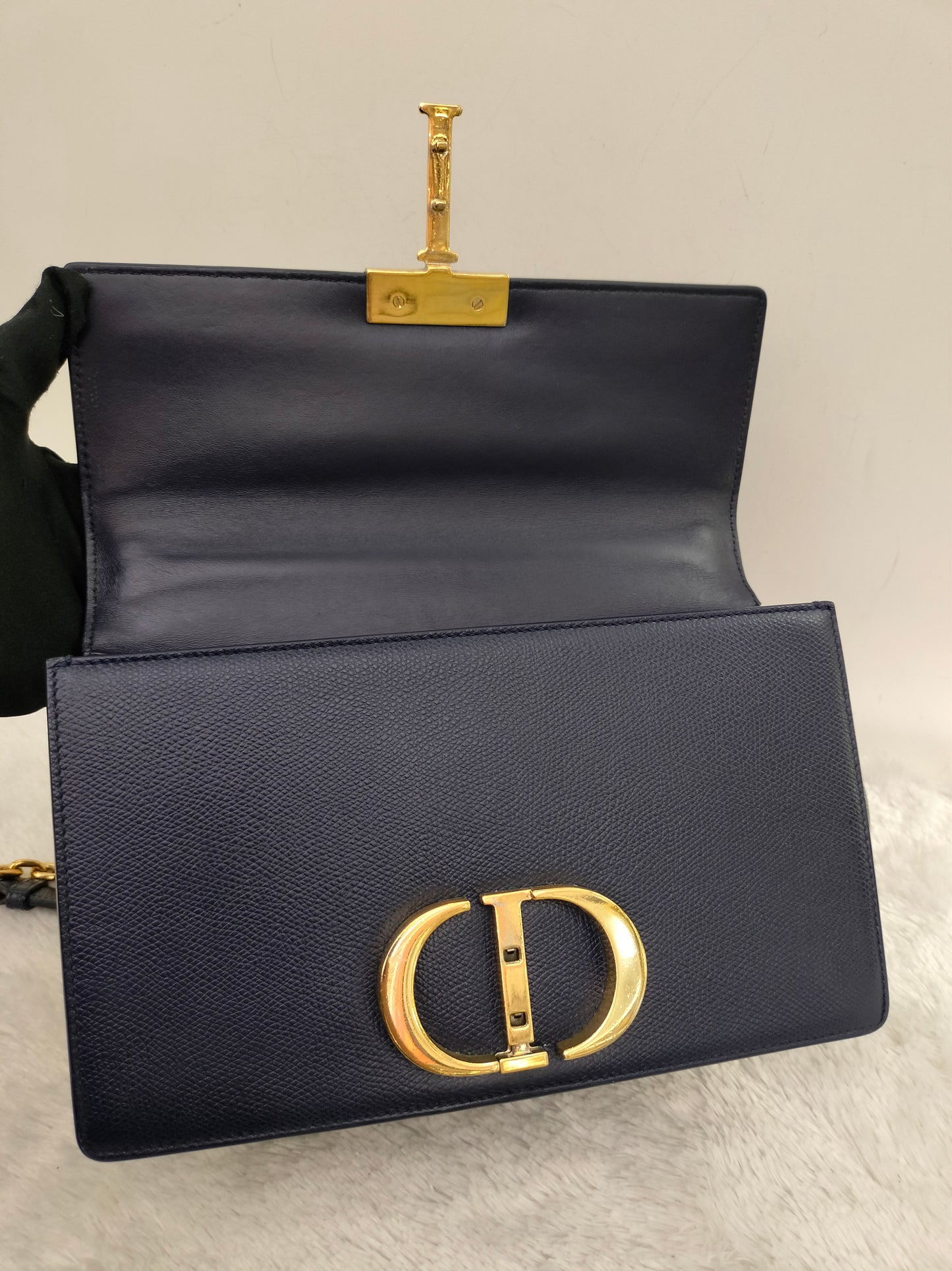 Dior Montaigne East West Grained Navy Blue GHW 2019