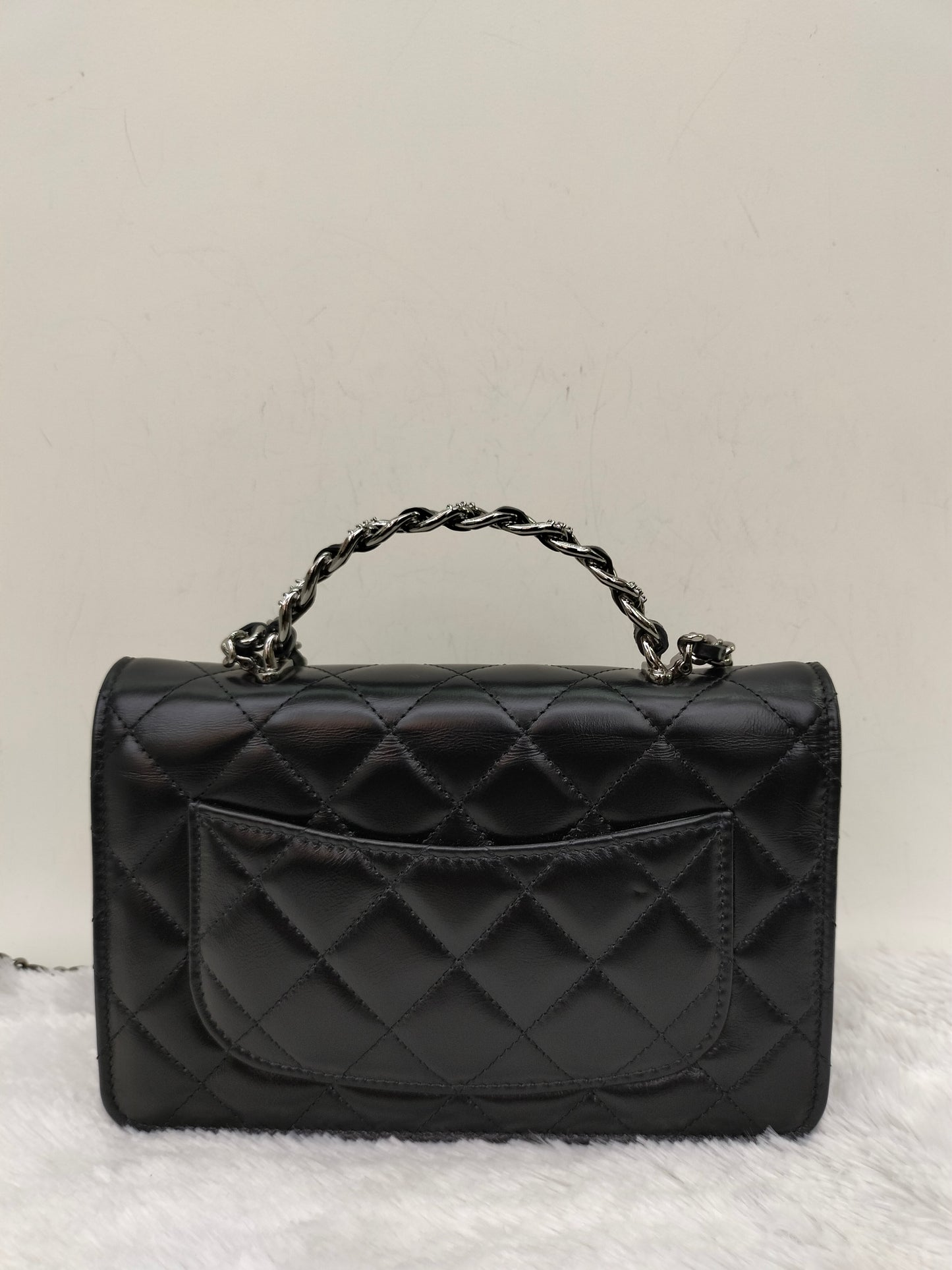 Chanel WOC Top Handle Lamb Black SHW (CHIP)