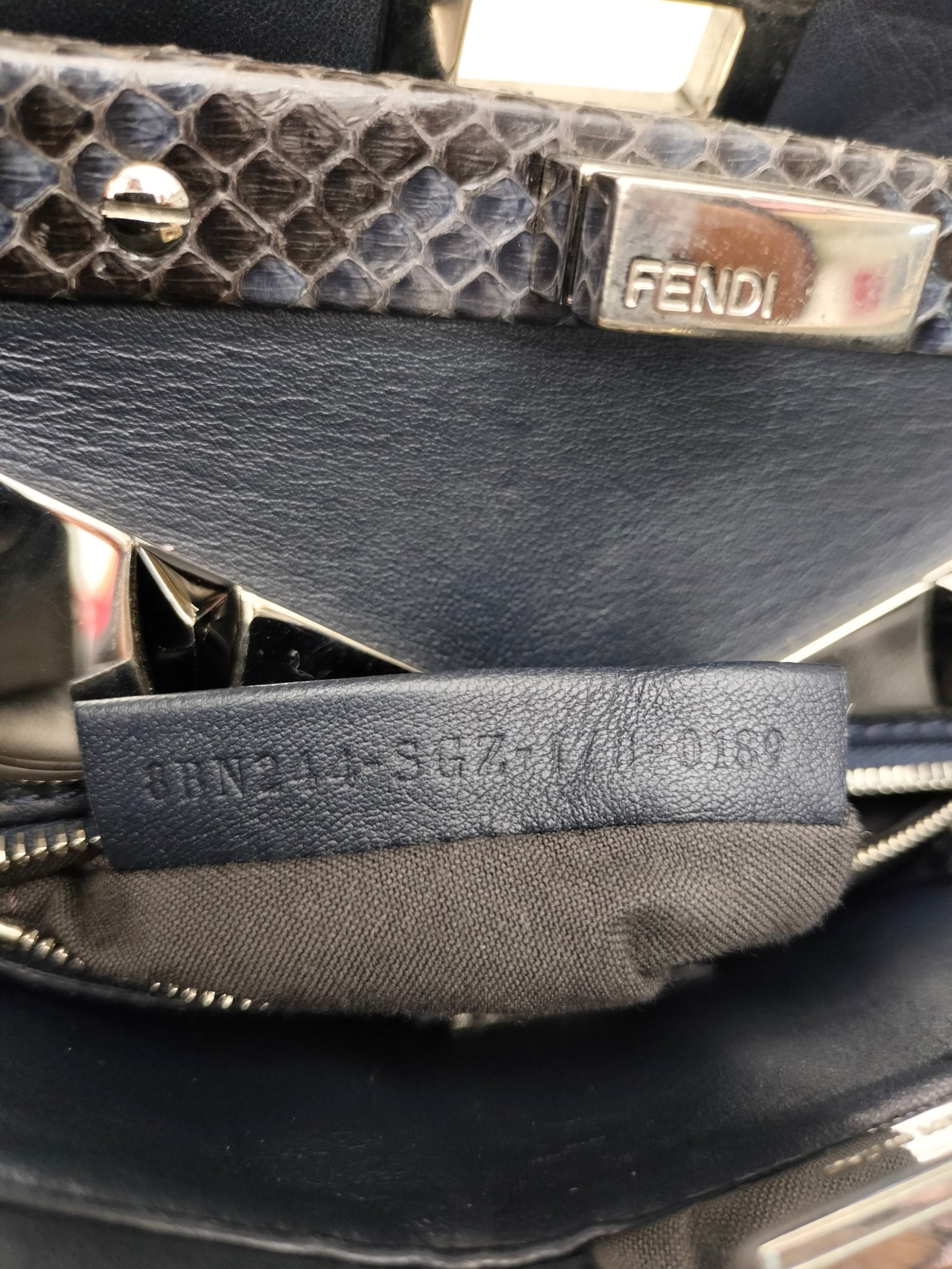 Fendi Peekaboo Mini Monster Black Handle Python SHW