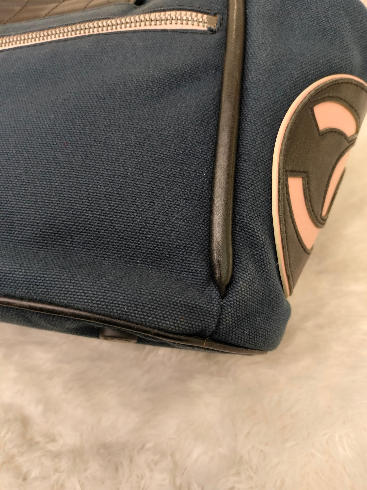 Chanel Mademoiselle Cruise Reissue Tote Canvas Blue White Black SHW #9