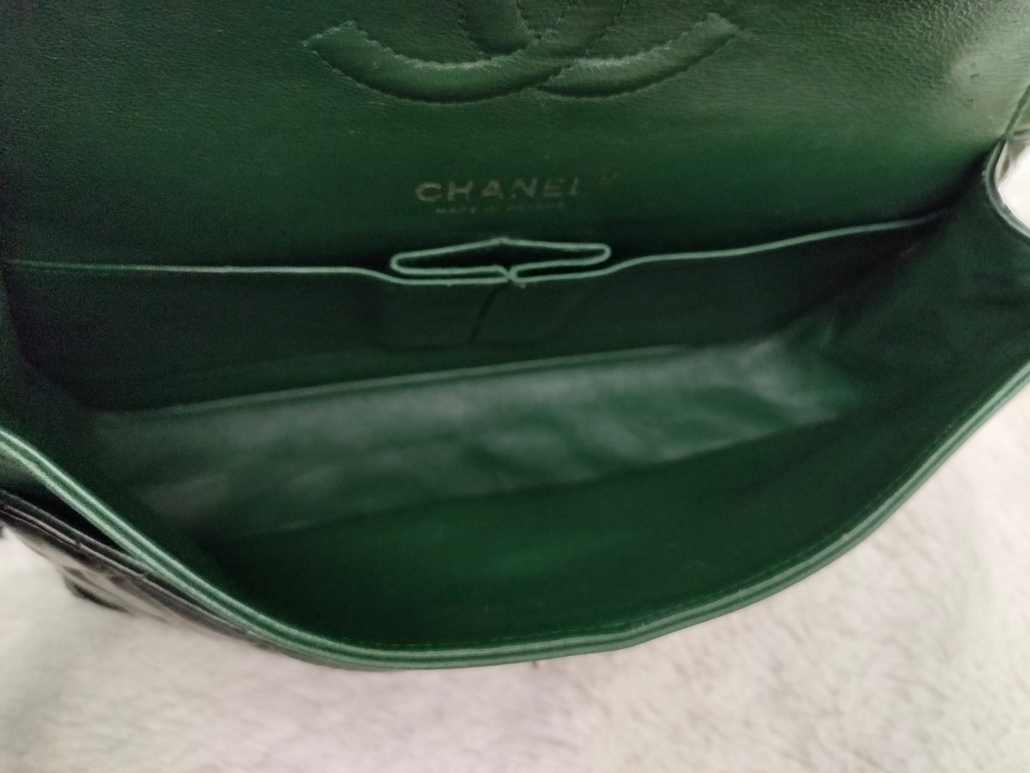 Chanel Medium Patent Black Green SHW DF #15