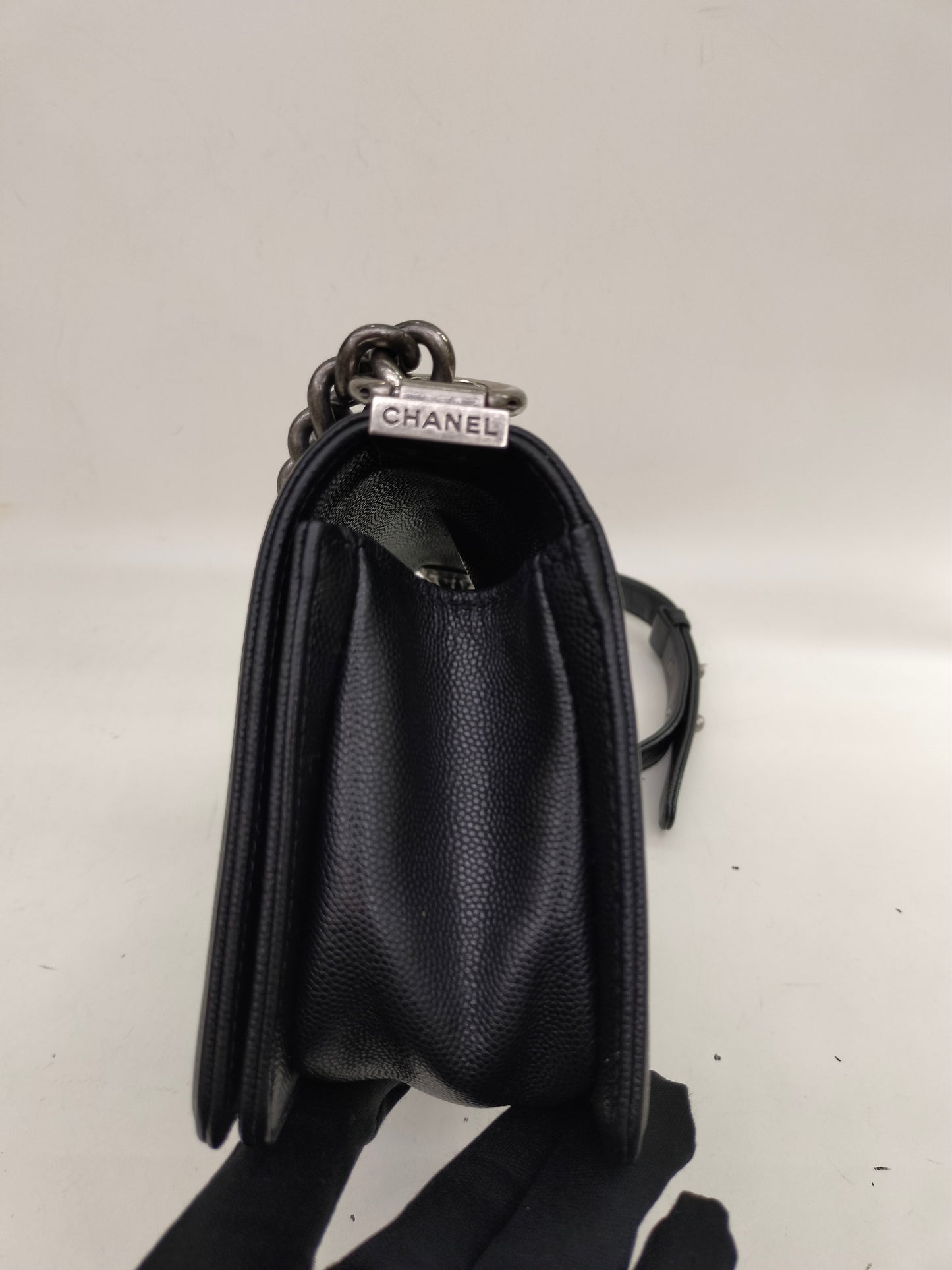 Chanel Boy 20 Chevron Caviar Black RHW #24