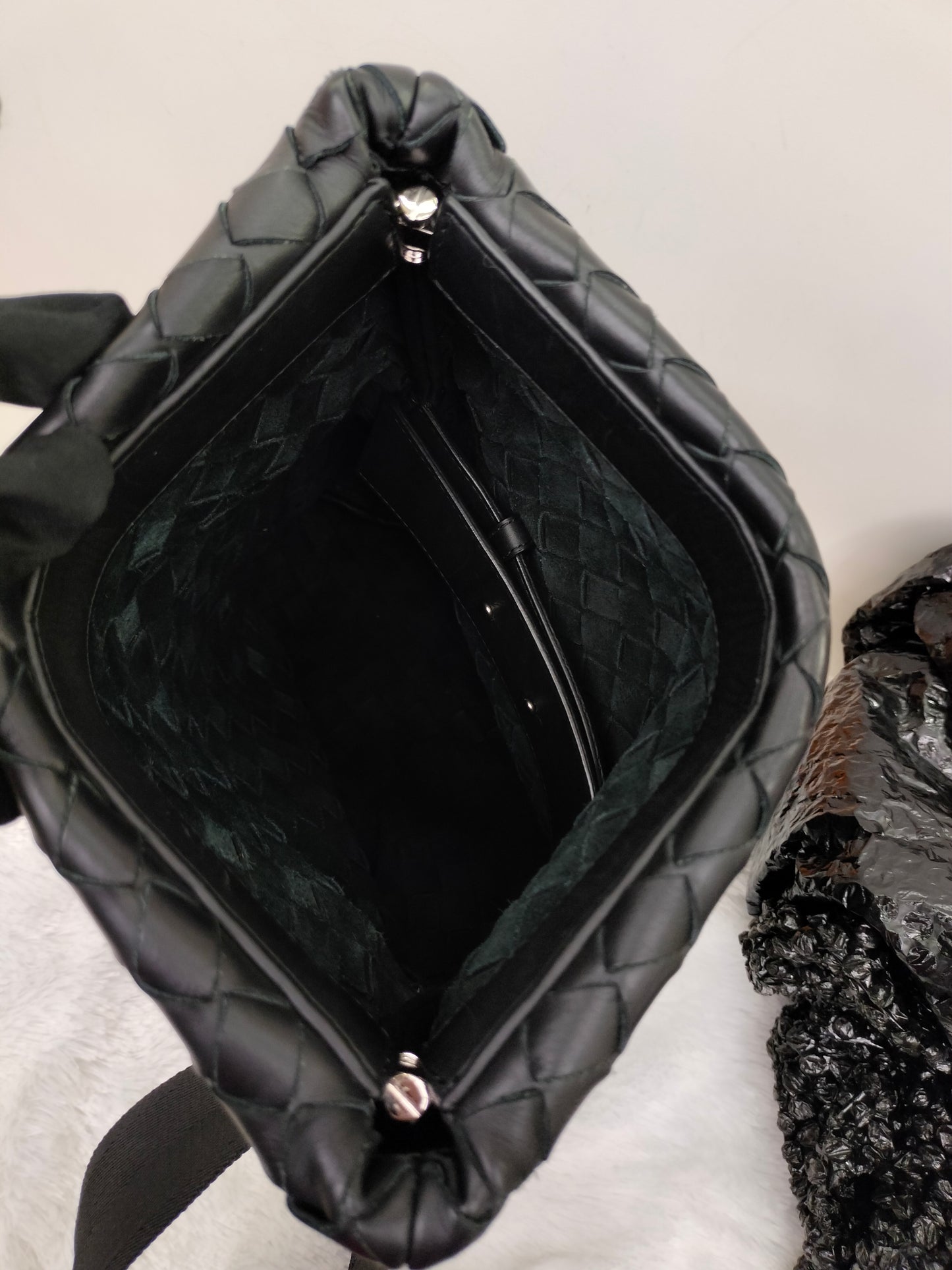 Bottega Veneta Fold Over Flap Black SHW