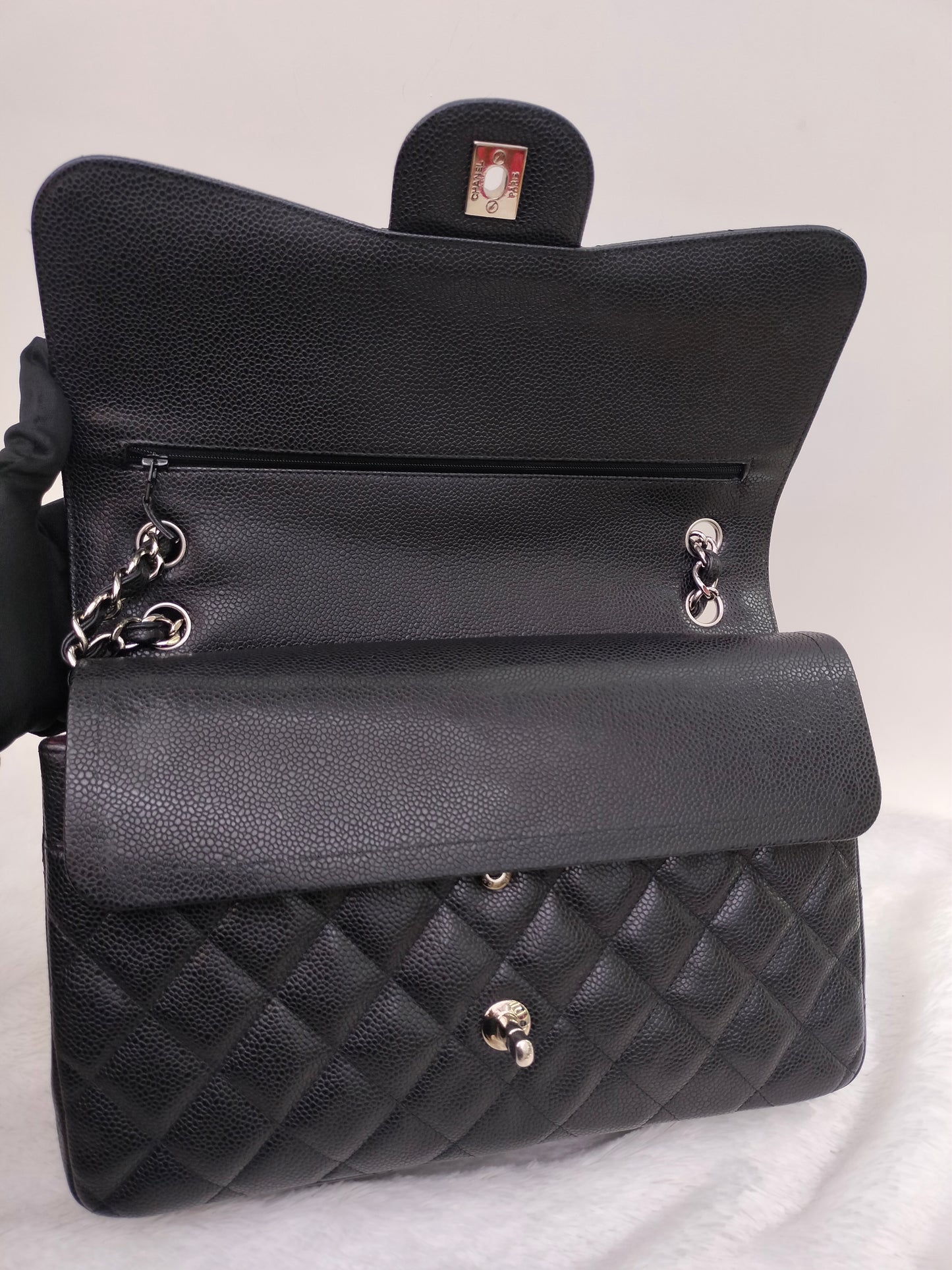 Chanel Jumbo Caviar Black SHW DF #18