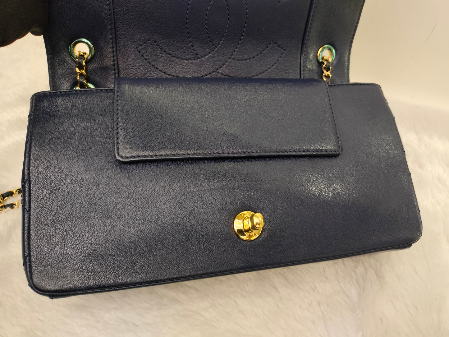 Chanel Mademoiselle Medium Flap Sheepskin Navy GHW #21
