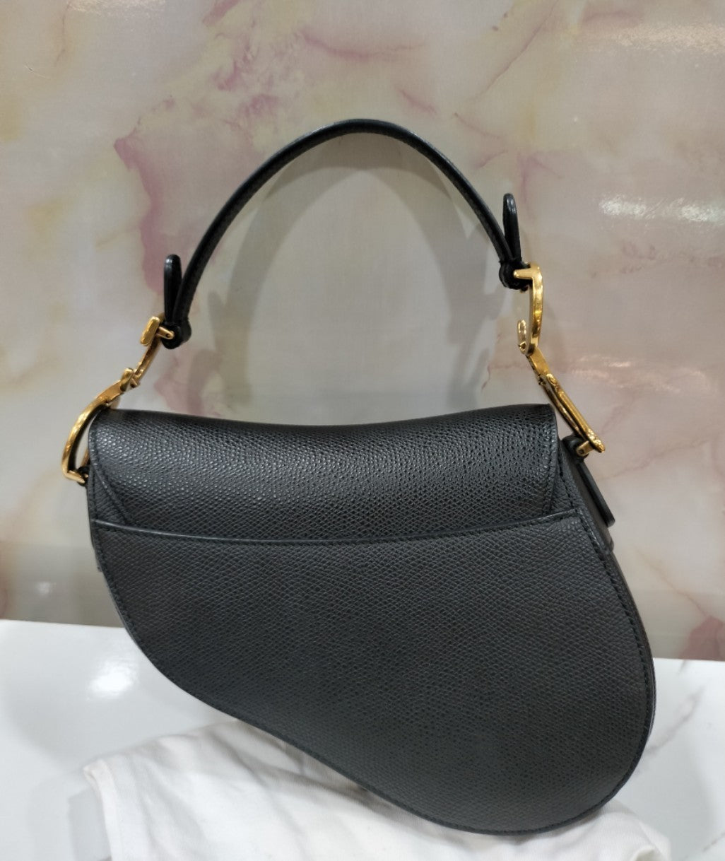 Dior Saddle Mini Black Grained  GHW 2018