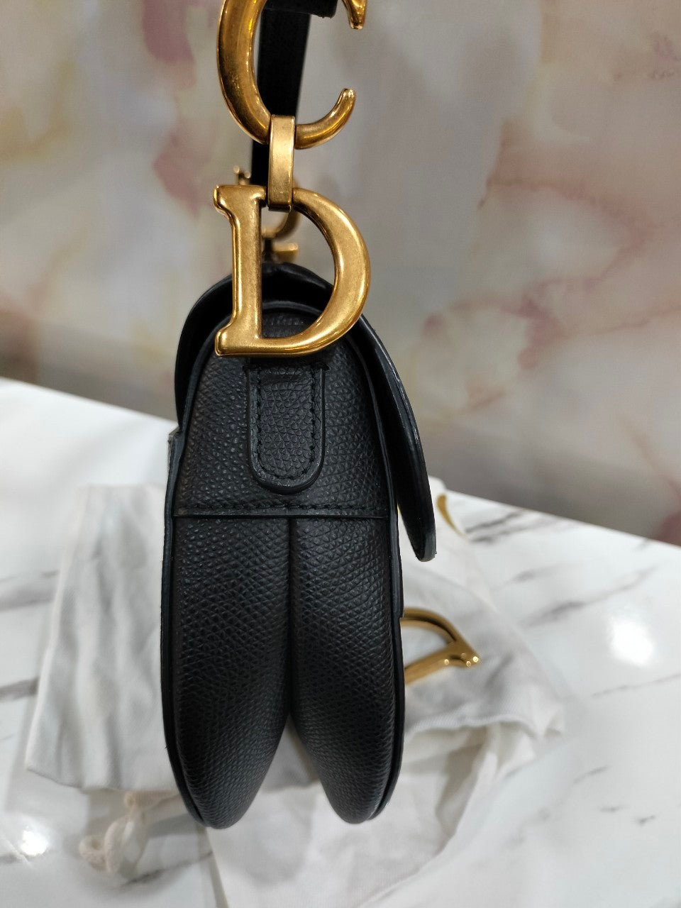 Dior Saddle Mini Black Grained  GHW 2018