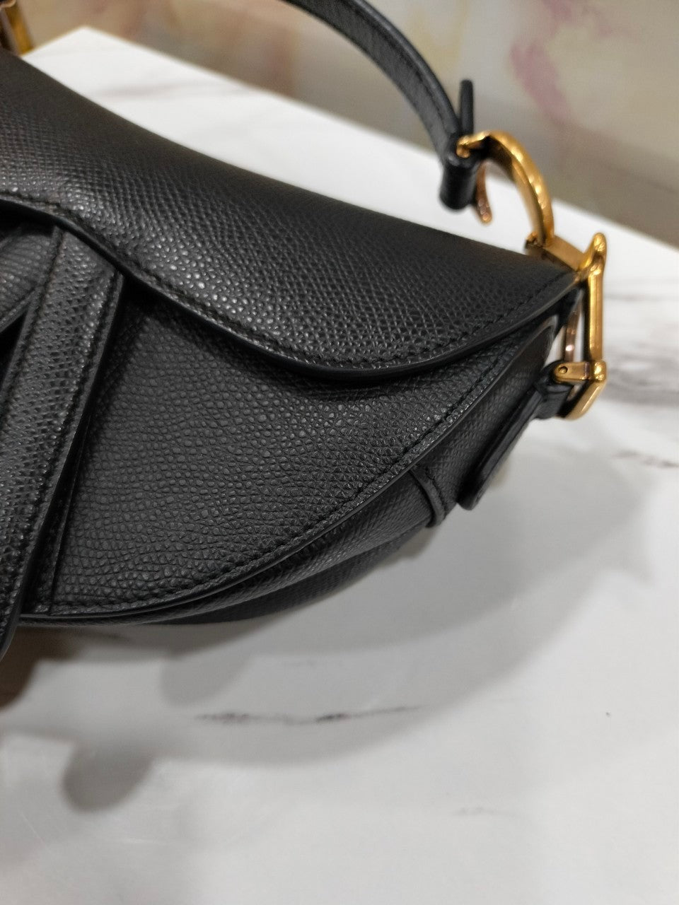 Dior Saddle Mini Black Grained  GHW 2018