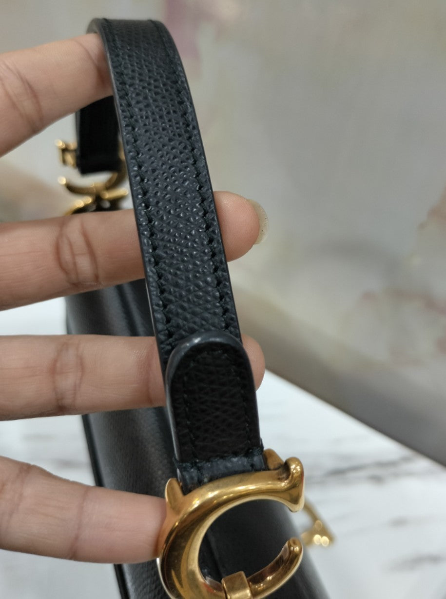 Dior Saddle Mini Black Grained  GHW 2018