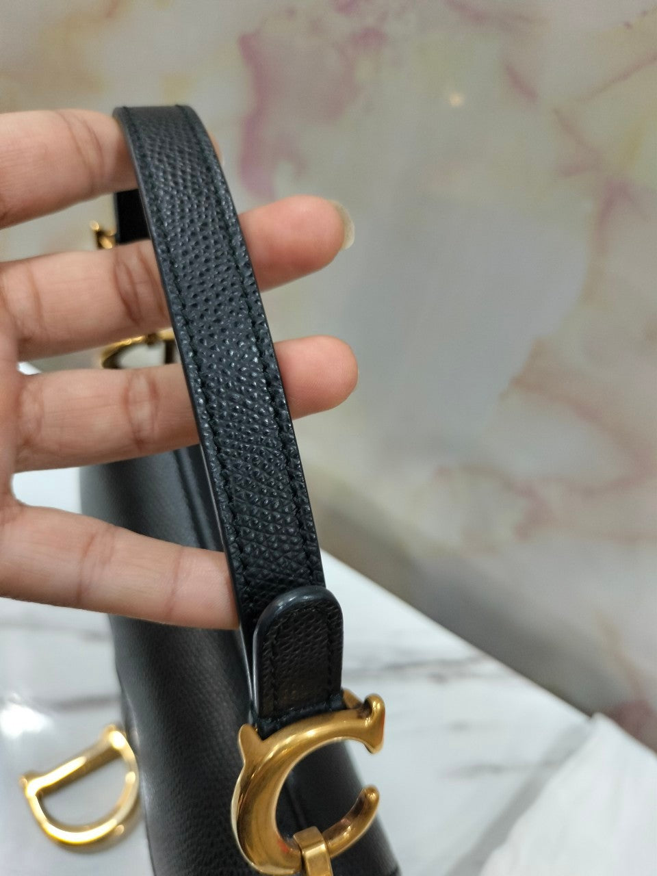 Dior Saddle Mini Black Grained  GHW 2018