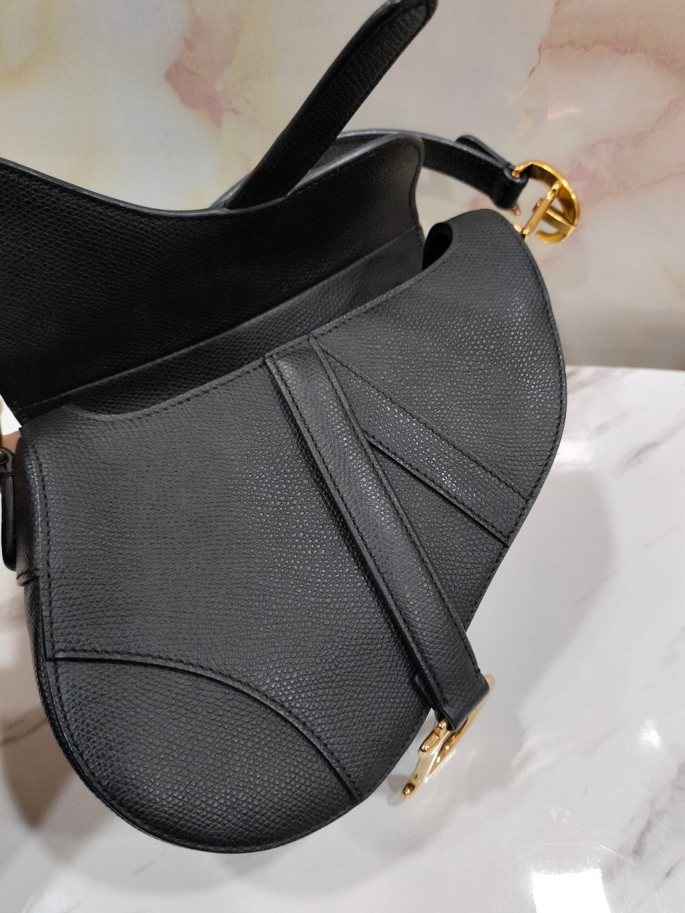 Dior Saddle Mini Black Grained  GHW 2018