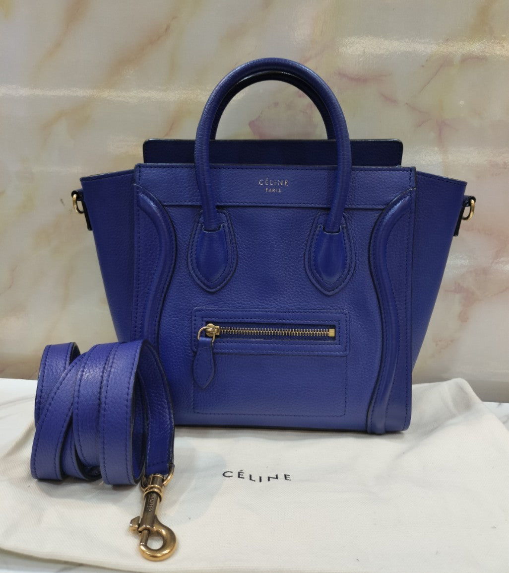 Celine Nano Luggage Blue Electric GHW 2014