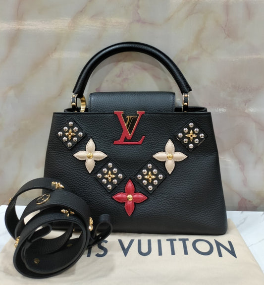 LV Capucines PM Taurillon Mechanical Flowers Smile Black 2018