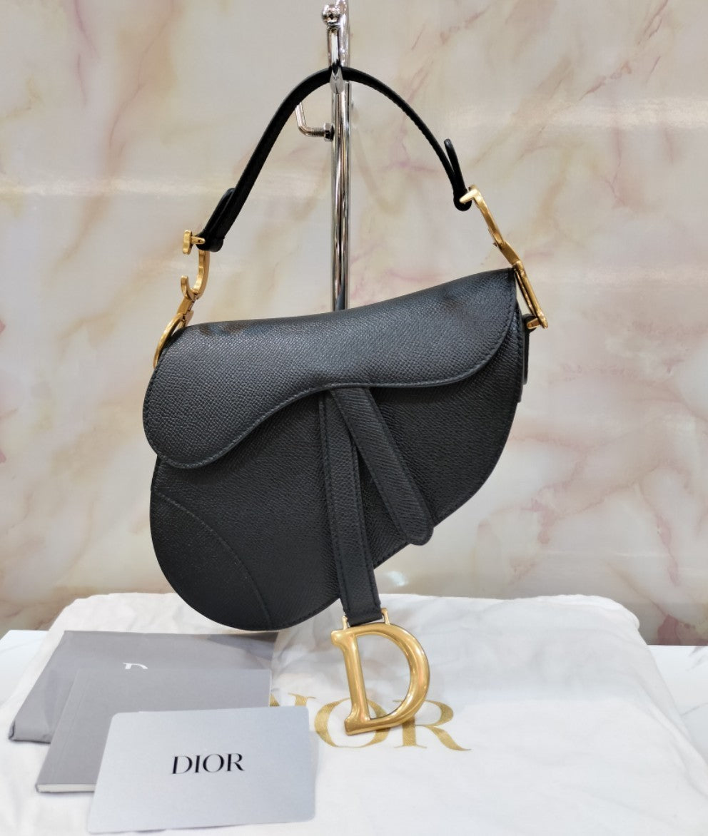 Dior Saddle Mini Grained Black GHW 2022