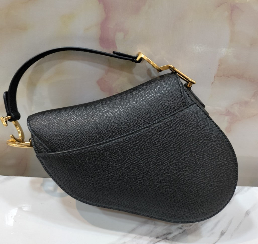 Dior Saddle Mini Grained Black GHW 2022