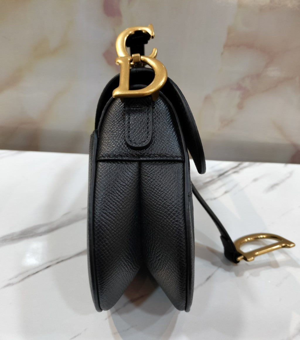 Dior Saddle Mini Grained Black GHW 2022