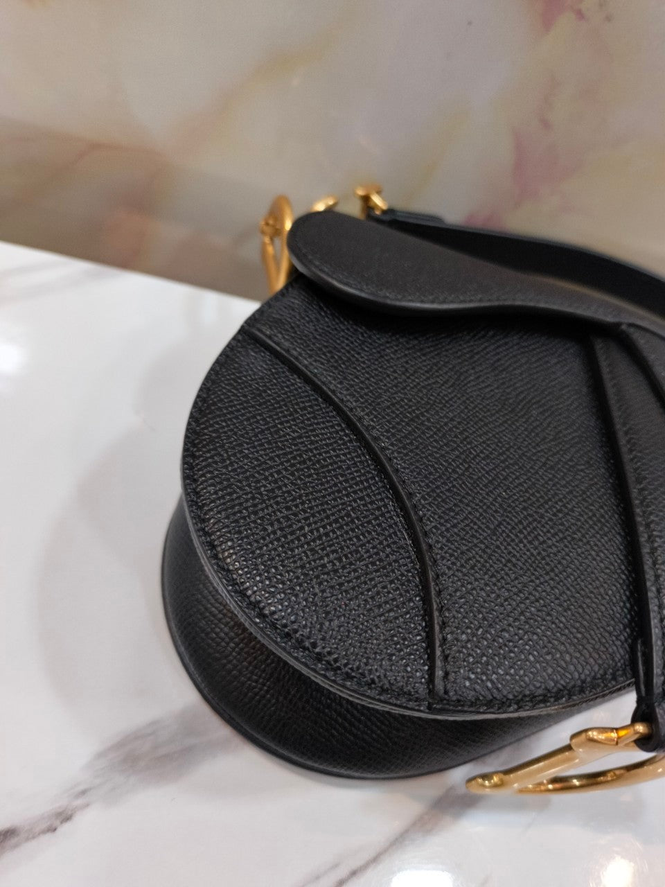 Dior Saddle Mini Grained Black GHW 2022