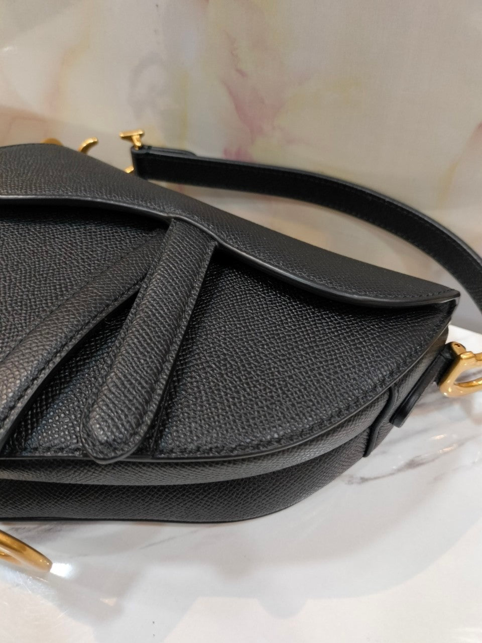 Dior Saddle Mini Grained Black GHW 2022