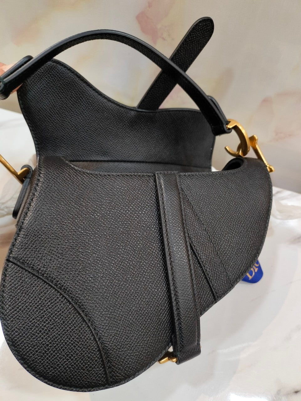 Dior Saddle Mini Grained Black GHW 2022