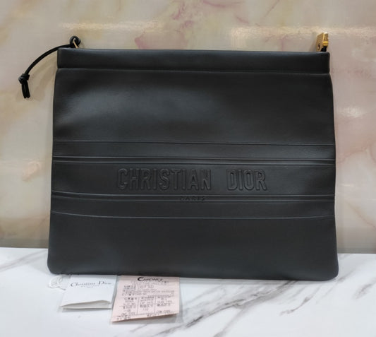 Dior Pouch Stripe Black Leather GHW 2020