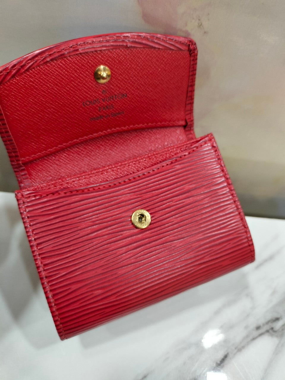 LV Porte Monnaie Simple Coin Purse Epi Red