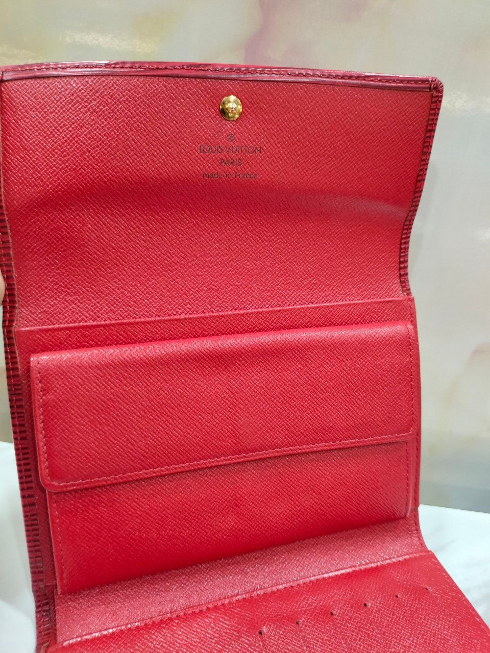 Lv Toledo Portefeuille Tresor Wallet Epi Red