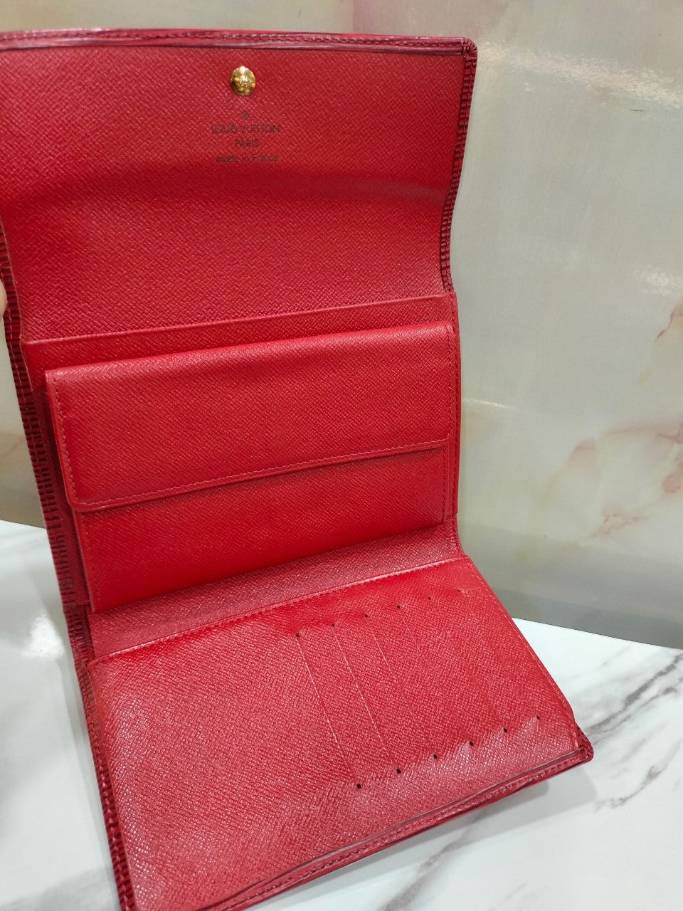 Lv Toledo Portefeuille Tresor Wallet Epi Red