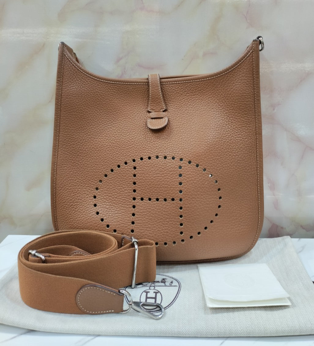 Hermes Evelyne PM Gold PHW #Q square