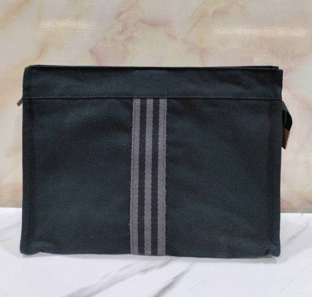 Hermes Fourre Tout Clutch Canvas Black Gray