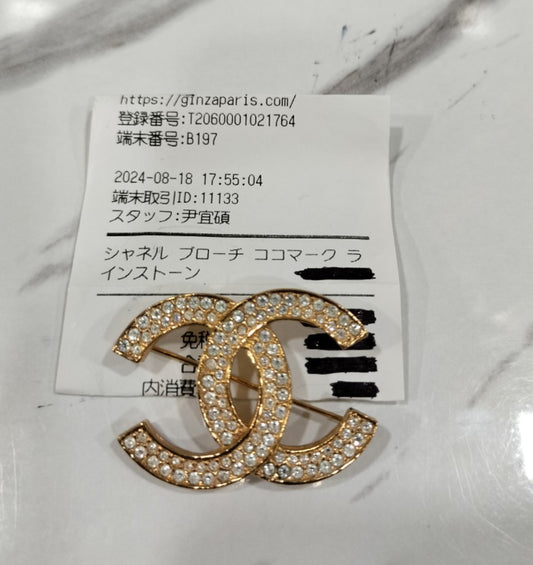 Chanel Brooch Crystal Gold GHW