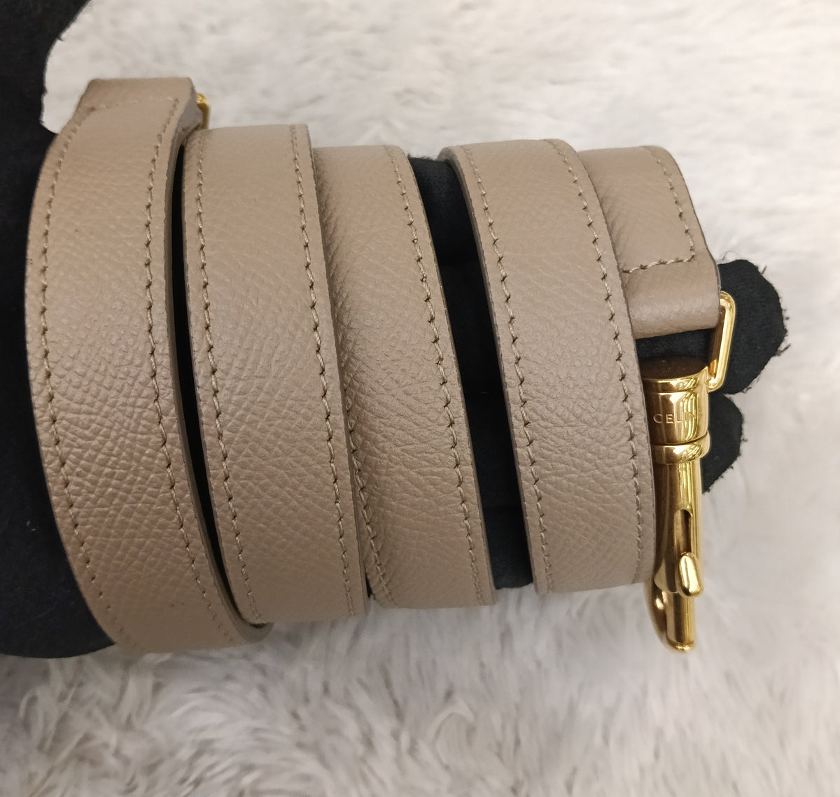 Celine Micro Belt Grained Light Taupe GHW 2021