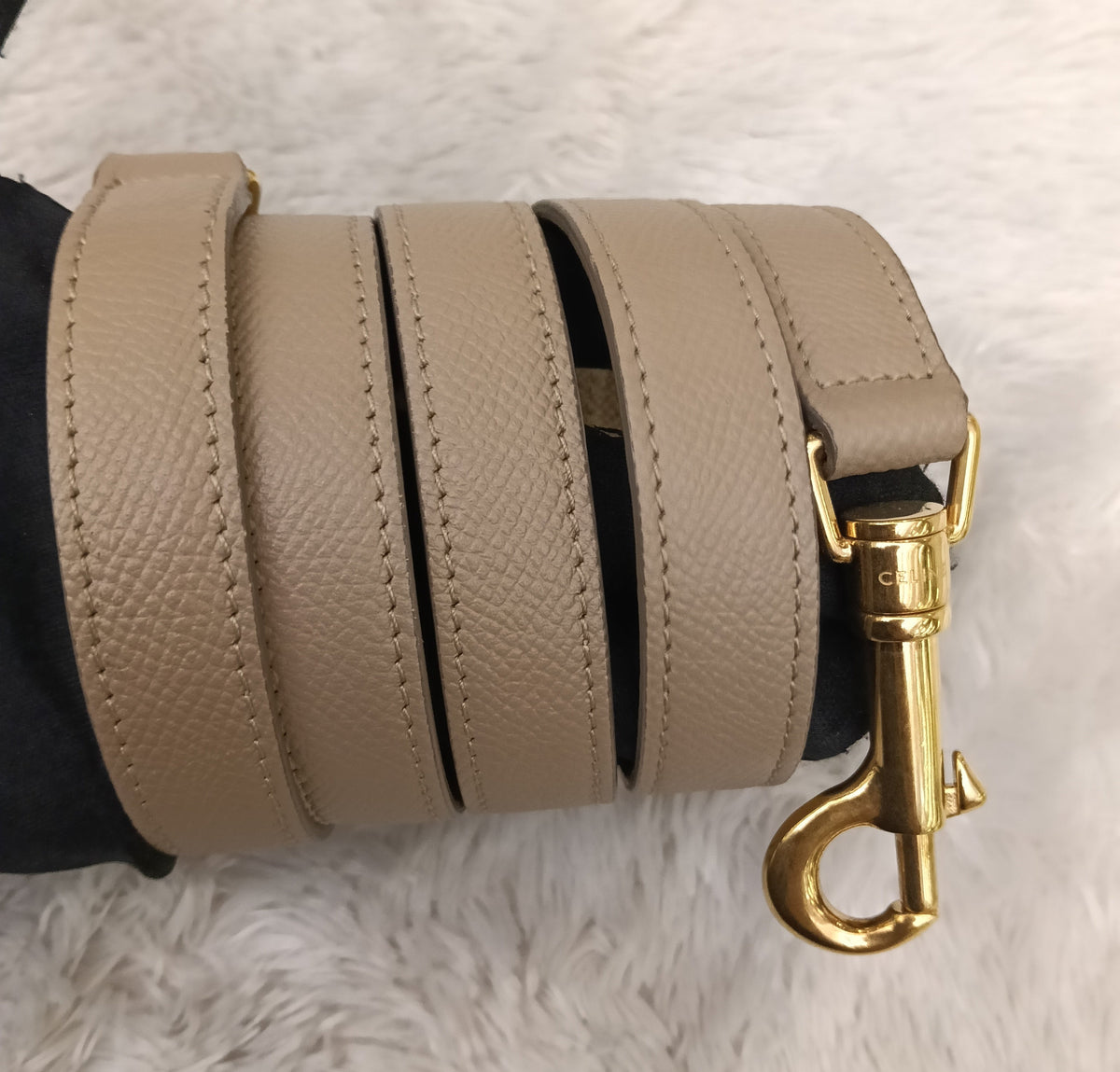 Celine Micro Belt Grained Light Taupe GHW 2021