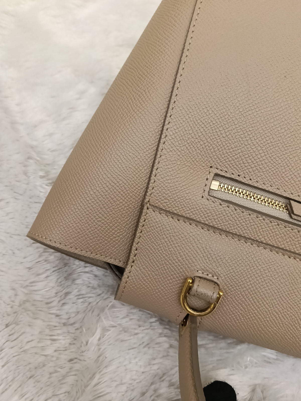Celine Micro Belt Grained Light Taupe GHW 2021