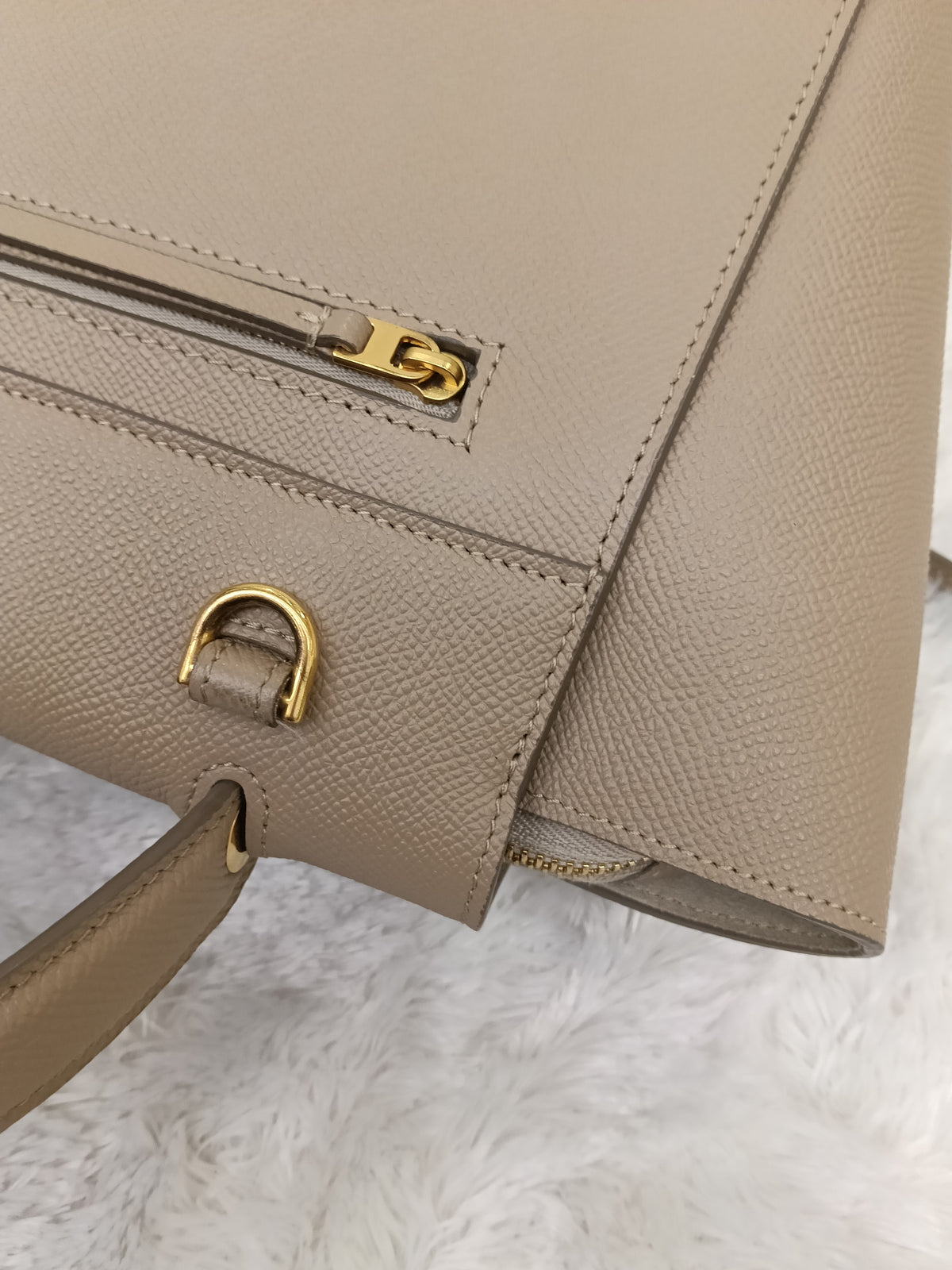 Celine Micro Belt Grained Light Taupe GHW 2021