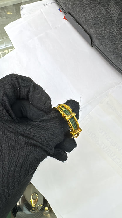 Hermes Buckle Scarf Ring Lizard Green GHW
