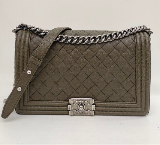 Chanel Boy 28 Caviar Khaki RHW #23