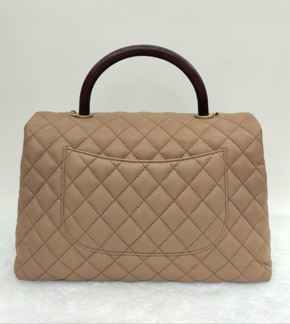 Chanel Coco Handle Large Caramel Handle Lizard GHW #24