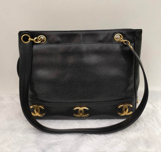 Chanel Triple Coco Chain Shoulder Caviar Black GHW #2