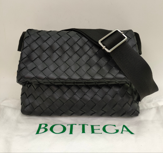 Bottega Veneta Fold Over Flap Black SHW