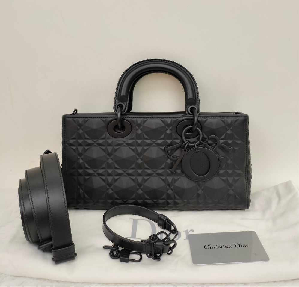 Dior Lady D'Joy Medium Cannage Diamond All Black 2022
